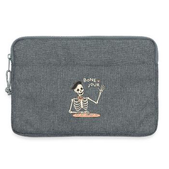 Bone Jour – Skelettgruß - Laptoptasche 13" - Grau meliert - Vorne