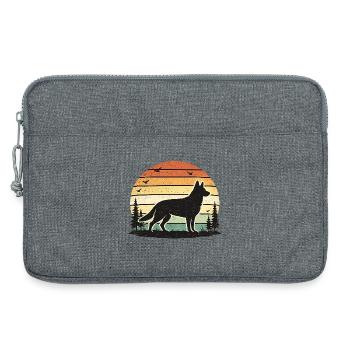 L’appel de Wolf dans le coucher de soleil rétro - Sacoche pour ordinateur portable 13 pouces - gris chiné - Devant