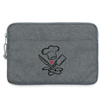 Kochen Kochmütze Chefkoch Messer Infinity Symbol - Laptoptasche 13" - Grau meliert - Vorne