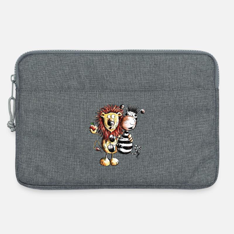 Löwe und Zebra - Löwen - Zebras - Comic - Geschenk - Laptoptasche 13" - Grau meliert