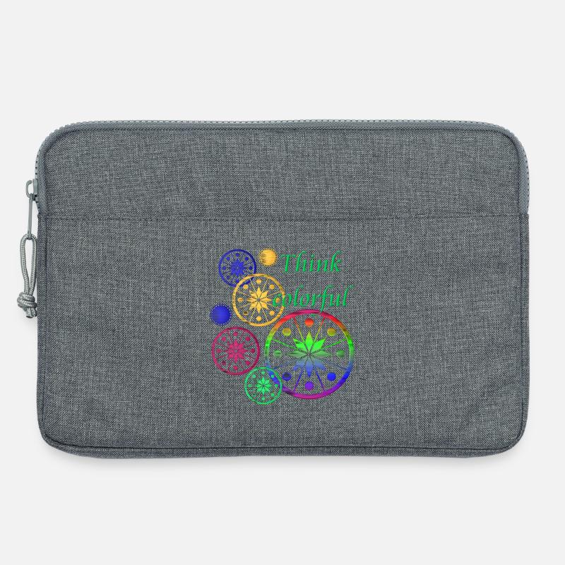 Sternblüten mit Spruch Think colorful - Laptoptasche 13" - Grau meliert