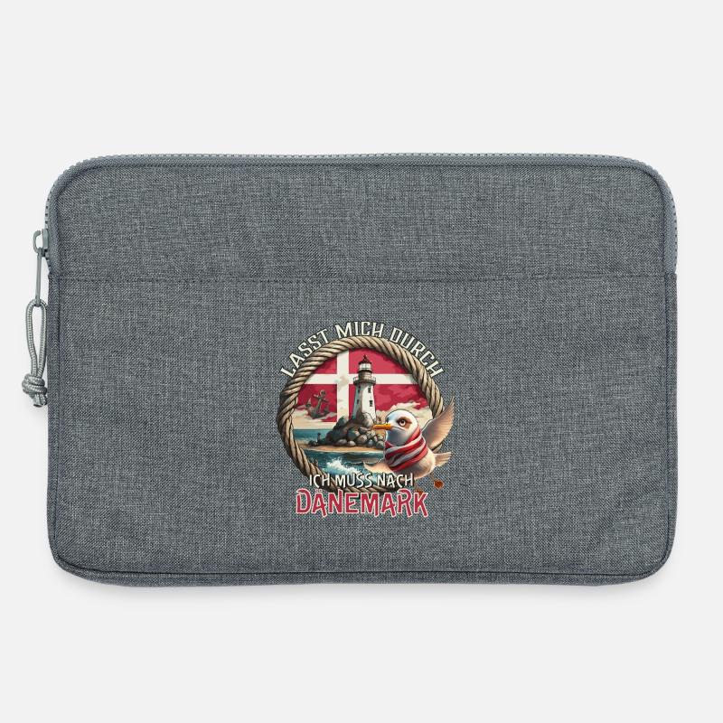 Dänemark - lasst mich durch - Möwe - Leuchtturm - Laptoptasche 13" - Grau meliert