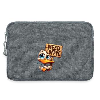 Need Coffee - Brauchte Kaffee - Laptoptasche 13" - Grau meliert - Vorne