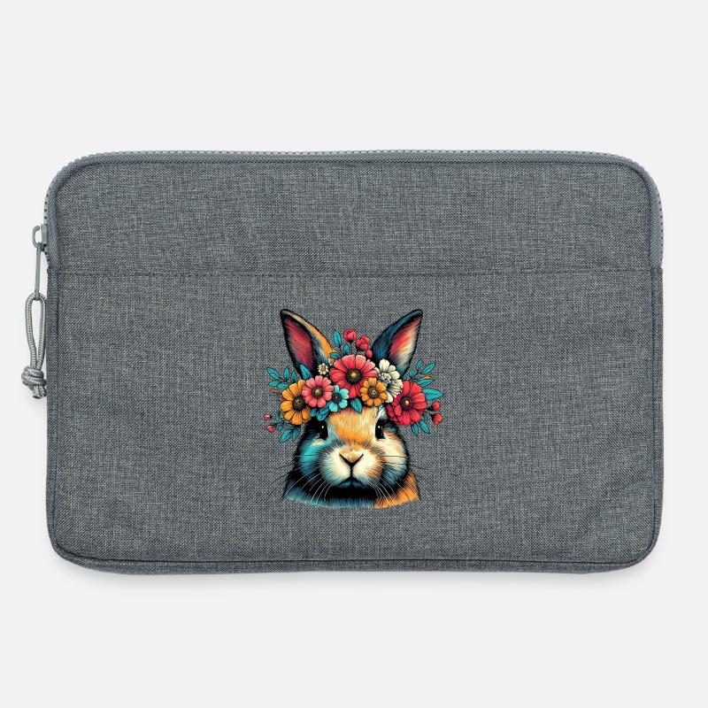 Hase mit Blumen - Laptoptasche 13" - Grau meliert