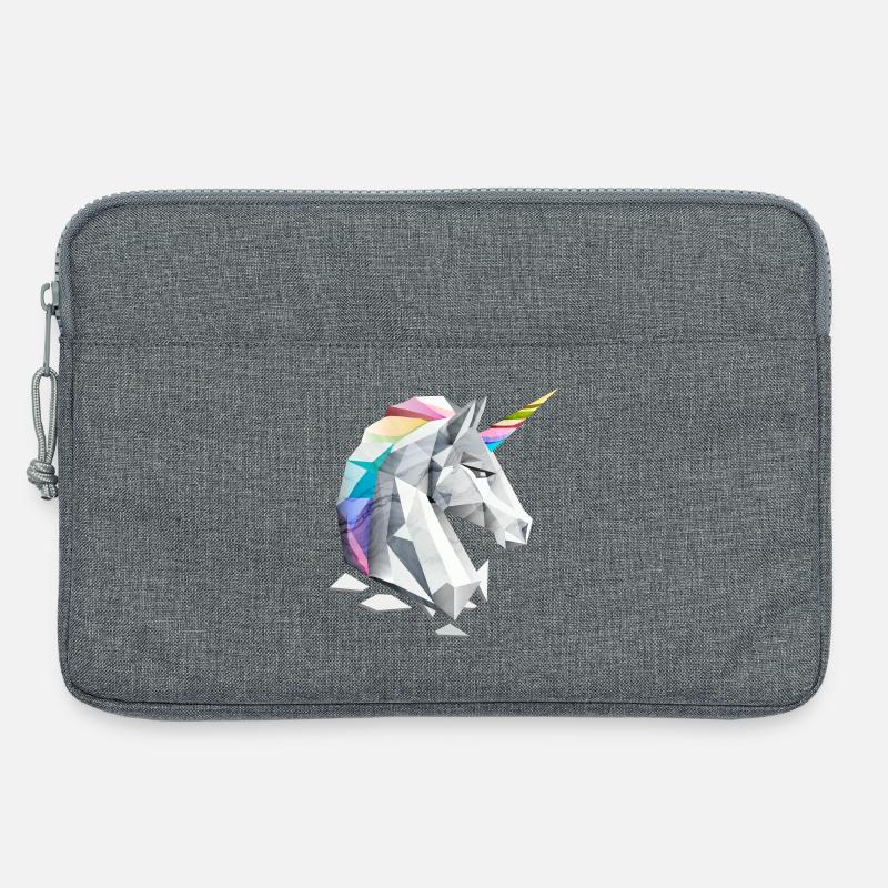Geometrisches Einhorn mit Regenbogen-Mähne - Laptoptasche 13" - Grau meliert