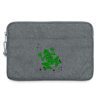Frosch mit Herz und Ameisen - Laptoptasche 13" - Grau meliert - Vorne