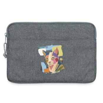Abstrakte Katze im modernen Farbblock-Design - Laptoptasche 13" - Grau meliert - Vorne