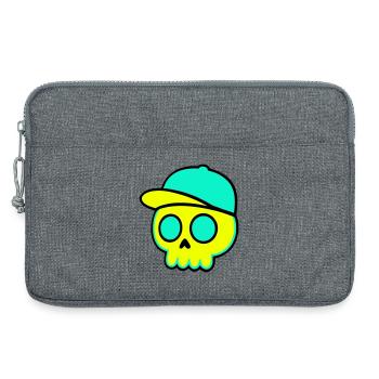Neon Schädel Cap Streetwear - Laptoptasche 13" - Grau meliert - Vorne