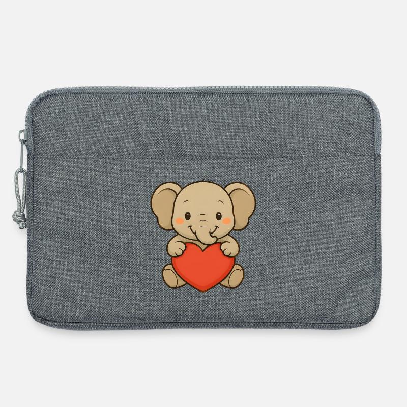 Elefant mit Herz - Laptoptasche 13" - Grau meliert