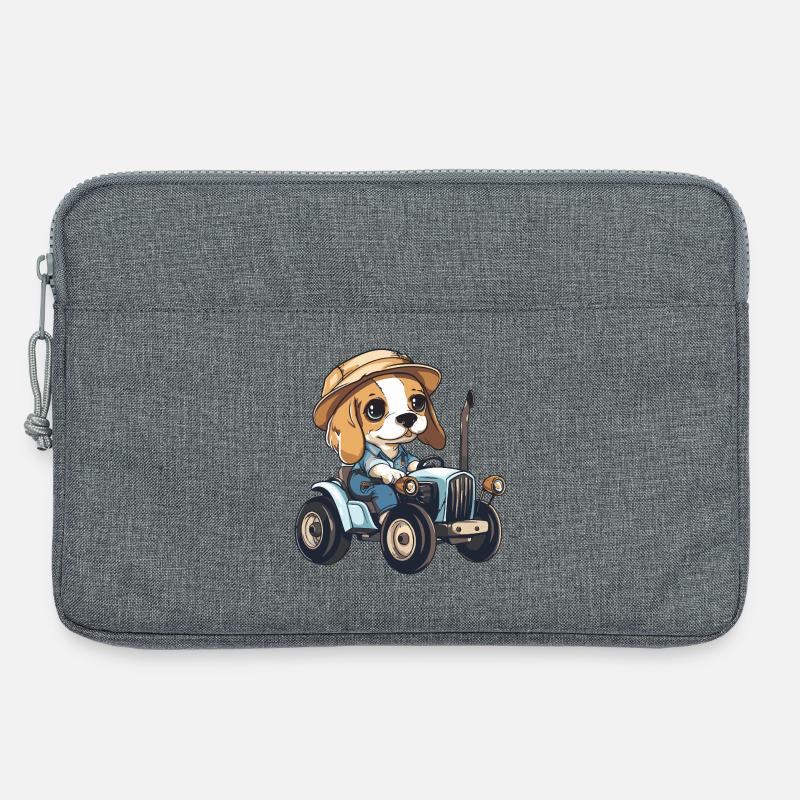 Beagle Hunde Traktor Farmer - Laptoptasche 13" - Grau meliert