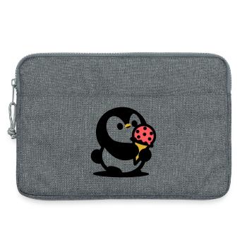 Petit manchot avec de la glace - Sacoche pour ordinateur portable 13 pouces - gris chiné - Devant