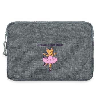 Schnurren statt Stress – Ballettkatze - Laptoptasche 13" - Grau meliert - Vorne