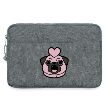 Mops Hund Herz Liebe Bellen - Laptoptasche 13" - Grau meliert - Vorne