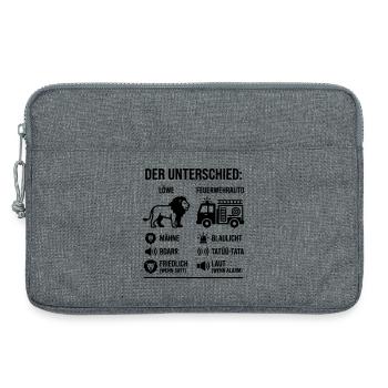 Löwe oder Feuerwehr? Lustiges Vergleichs-Motiv  - Laptoptasche 13" - Grau meliert - Vorne