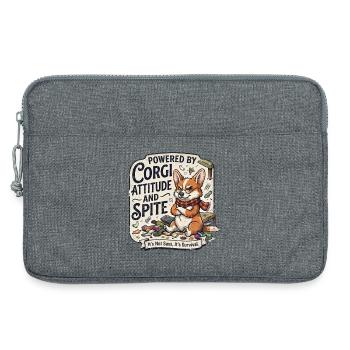 Attitude et Rancune Un Chien Drôle Powered By Corgi - Sacoche pour ordinateur portable 13 pouces - gris chiné - Devant