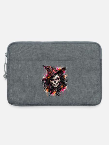 Hexen – Schädelhexe Neon - Laptoptasche 13" - Grau meliert