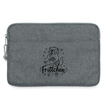 Frittchen - Frettchen mit Fritten - Pommes Frites - Laptoptasche 13" - Grau meliert - Vorne