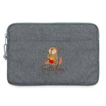 Frettchen mit Fritten - Frittchen - Pommes Frites - Laptoptasche 13" - Grau meliert - Vorne