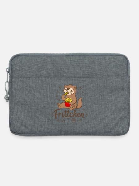 Frettchen mit Fritten - Frittchen - Pommes Frites - Laptoptasche 13" - Grau meliert