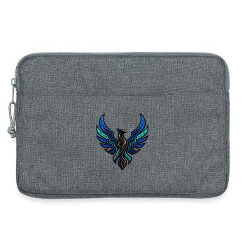 Cyber Phönix Gaming Logo Tech Adler Wappen - Laptoptasche 13" - Grau meliert - Vorne