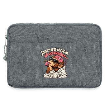 Immer erst checken, ob verbunden… 🧠👅 - Laptoptasche 13" - Grau meliert - Vorne