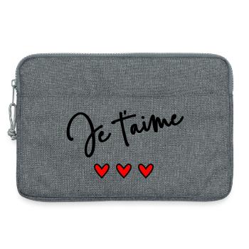 COUPLE. COEUR. NOËL. JUST MARRIED. EVJF - Sacoche pour ordinateur portable 13 pouces - gris chiné - Devant
