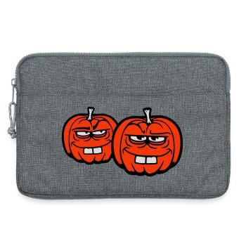 Deux vilaines citrouilles idiot drôle équipe d’Halloween - Sacoche pour ordinateur portable 13 pouces - gris chiné - Devant