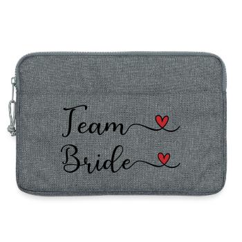 Team Bride mignonne typographie manuscrite avec un cœur - Sacoche pour ordinateur portable 13 pouces - gris chiné - Devant