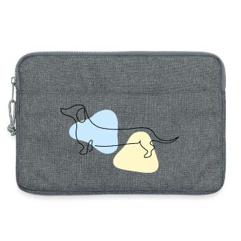 Line Art Dachshund pastel - Laptop bag 13" - heather grey - Front