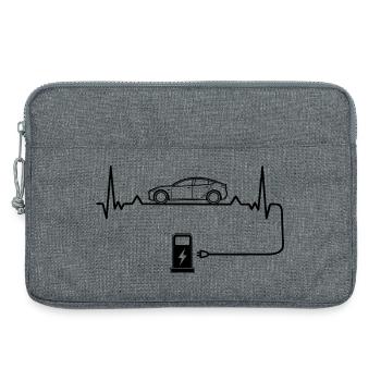Amour des voitures électriques avec battement de cœur Voitures électriques - Sacoche pour ordinateur portable 13 pouces - gris chiné - Devant