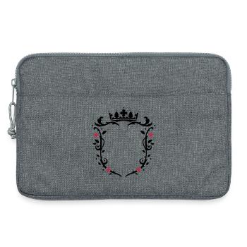 florales Wappen mit Krone - Laptoptasche 13" - Grau meliert - Vorne