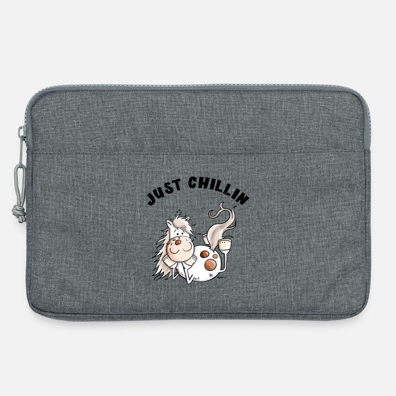 Chillendes Pferd - Comic - Pferde - Geschenk - Laptoptasche 13" - Grau meliert