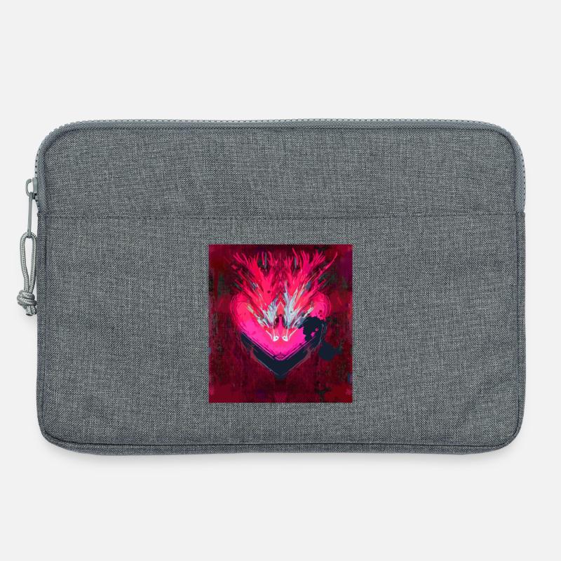 Neon Herz im Dunkelrot - Laptoptasche 13" - Grau meliert