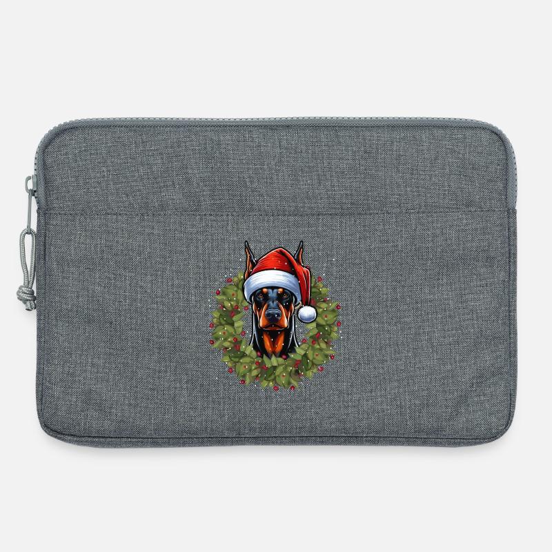 Dobermann Weihnachtshut Design - Laptoptasche 13" - Grau meliert