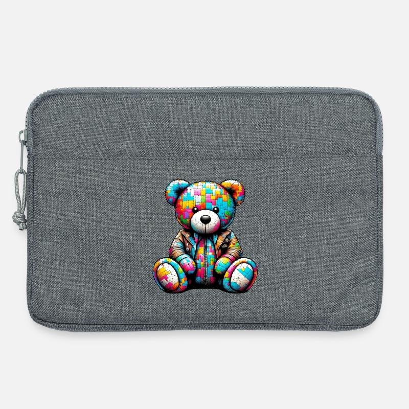Teddybär Teddybär Lederweste - Laptoptasche 13" - Grau meliert
