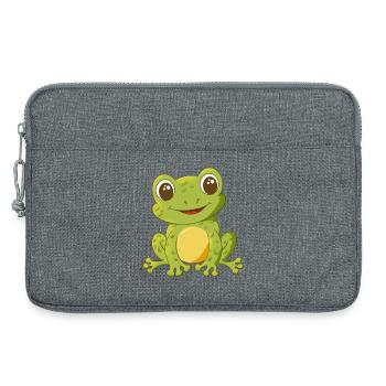 niedlich lächelnder Comic Frosch - Laptoptasche 13" - Grau meliert - Vorne