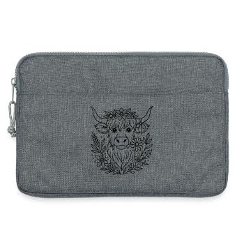 Highland Cow with Flowers - Volksfest Design - Laptop bag 13" - heather grey - Front