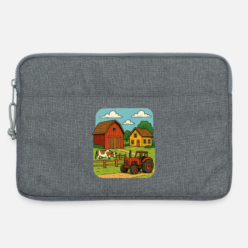 Ländliche Farm mit rotem Traktor - Laptoptasche 13" - Grau meliert