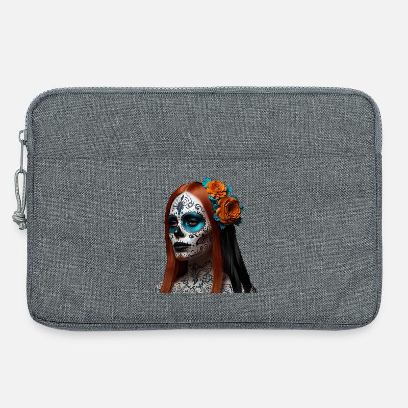Sugar Skull Blumen Dia de Muertos - Laptoptasche 13" - Grau meliert