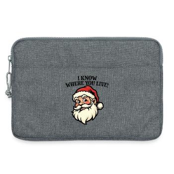 Je sais où tu habites - Père Noël - Sacoche pour ordinateur portable 13 pouces - gris chiné - Devant