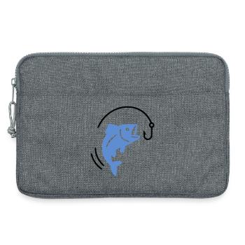 Angeln-fisch-am-haken-logo - Laptoptasche 13" - Grau meliert - Vorne