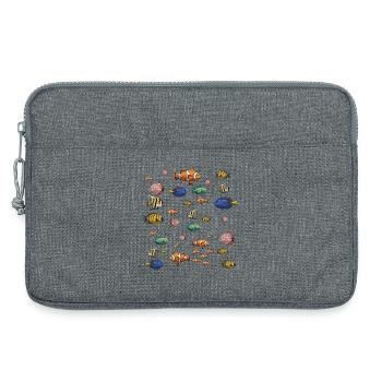 Colorful Fish Underwater Pattern - Laptop bag 13" - heather grey - Front