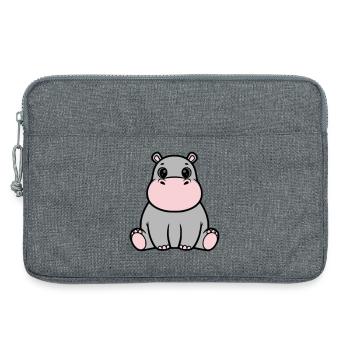 Cute Baby Hippopotamus Sitting Kawaii - Laptop bag 13" - heather grey - Front