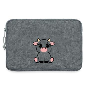 Cute Calf Baby Cow Sitting Kawaii - Laptop bag 13" - heather grey - Front