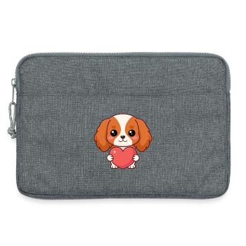 Süßer Hund mit rosa Herz - Laptoptasche 13" - Grau meliert - Vorne