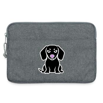 Dackel Hund Welpe Cartoon - Laptoptasche 13" - Grau meliert - Vorne