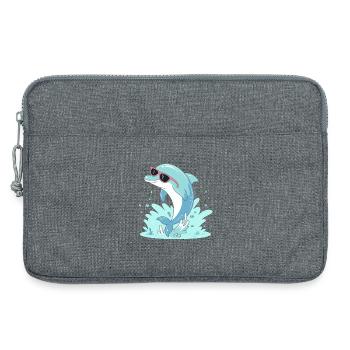 Delfin-Sommer-Pinkbrille - Laptoptasche 13" - Grau meliert - Vorne