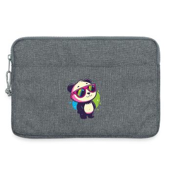 Panda Mignon Lunettes Fluo - Sacoche pour ordinateur portable 13 pouces - gris chiné - Devant