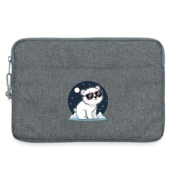 Ours blanc nocturne et lunettes soleil - Sacoche pour ordinateur portable 13 pouces - gris chiné - Devant