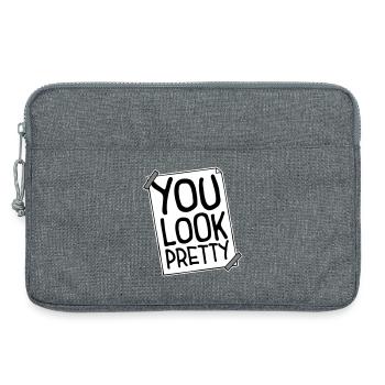 You Look Pretty Funny Complement Self Love Logo - Laptop bag 13" - heather grey - Front